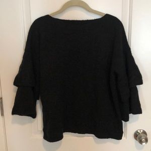 Black Madewell Sweater with Ruffle Sleeves